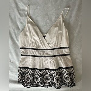 White House Black Market Lace Detail Peplum Top